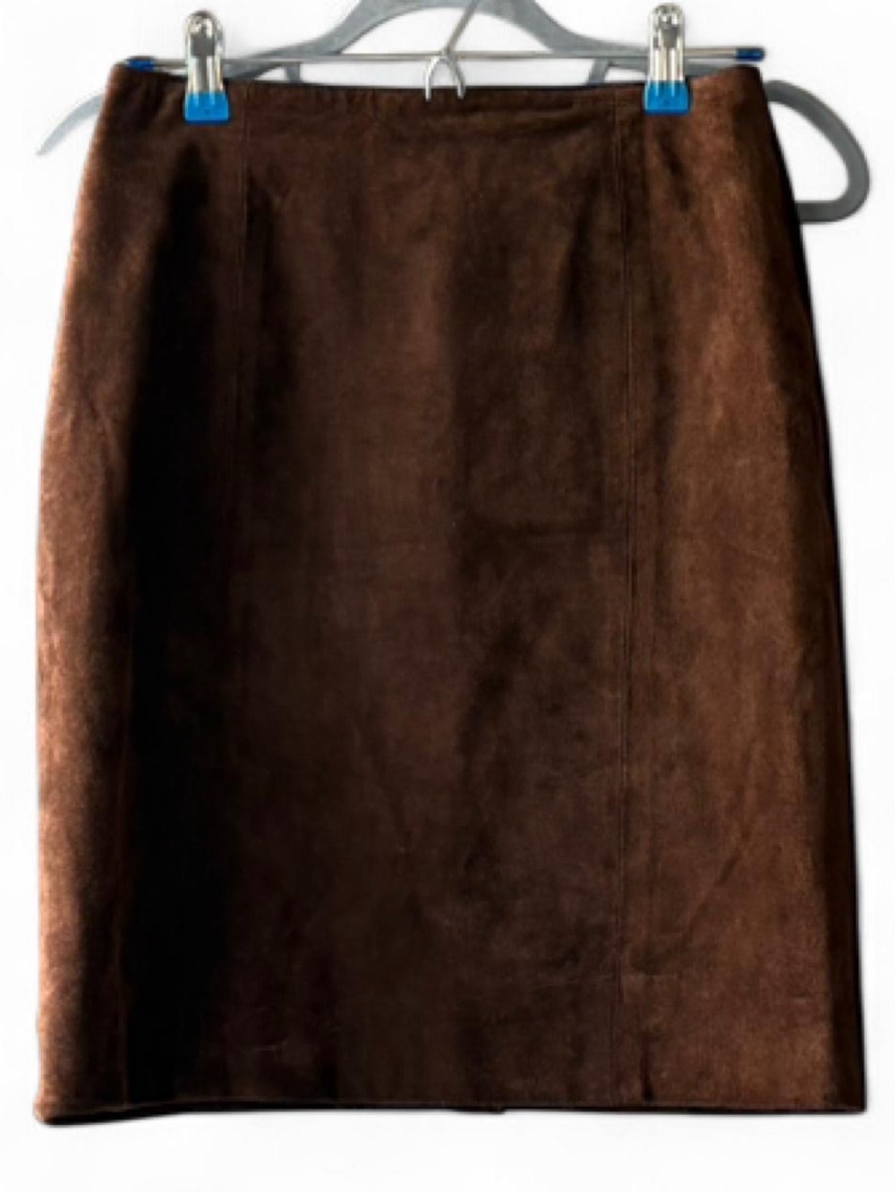 Vintage Savannah Real Suede 100% Leather Dark Brown Fitted Skirt Size 6